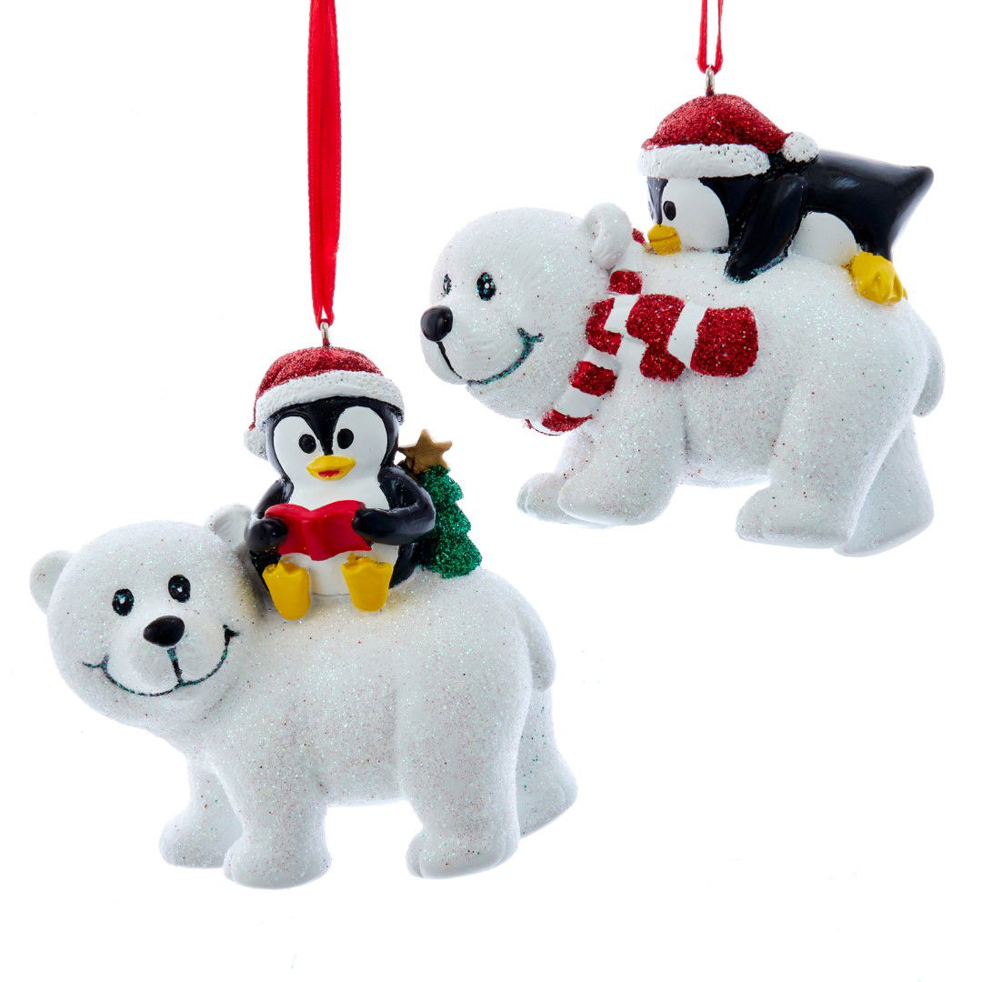 Kurt s adler 3.5 inch Res Penguin On Wht Bear Orn 2A 7,62x5,588x3,81 cm kerstornament - 