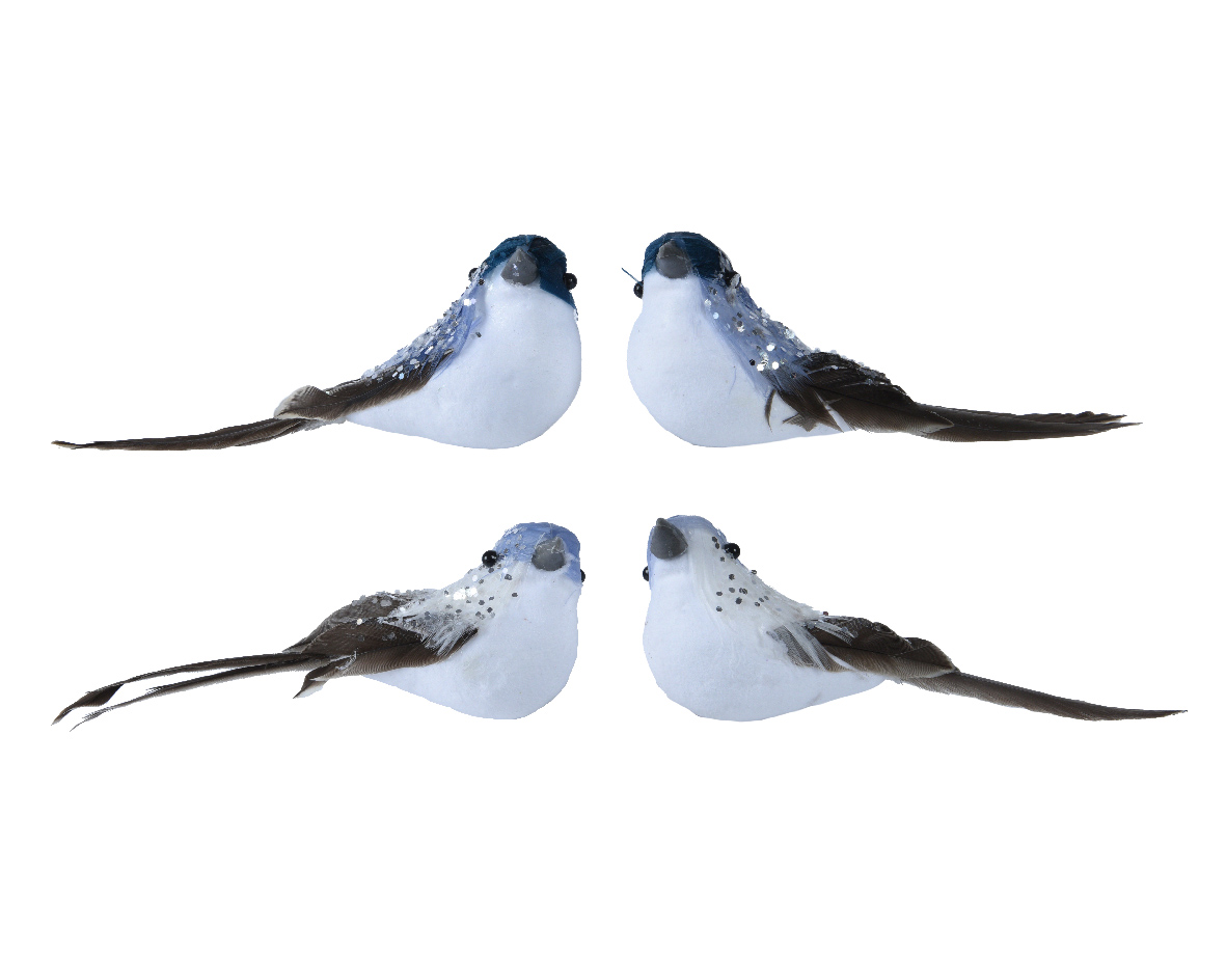 Decoris Vogel foam l10b3.5h3.5 cm blauw a2 2st kerst - 
