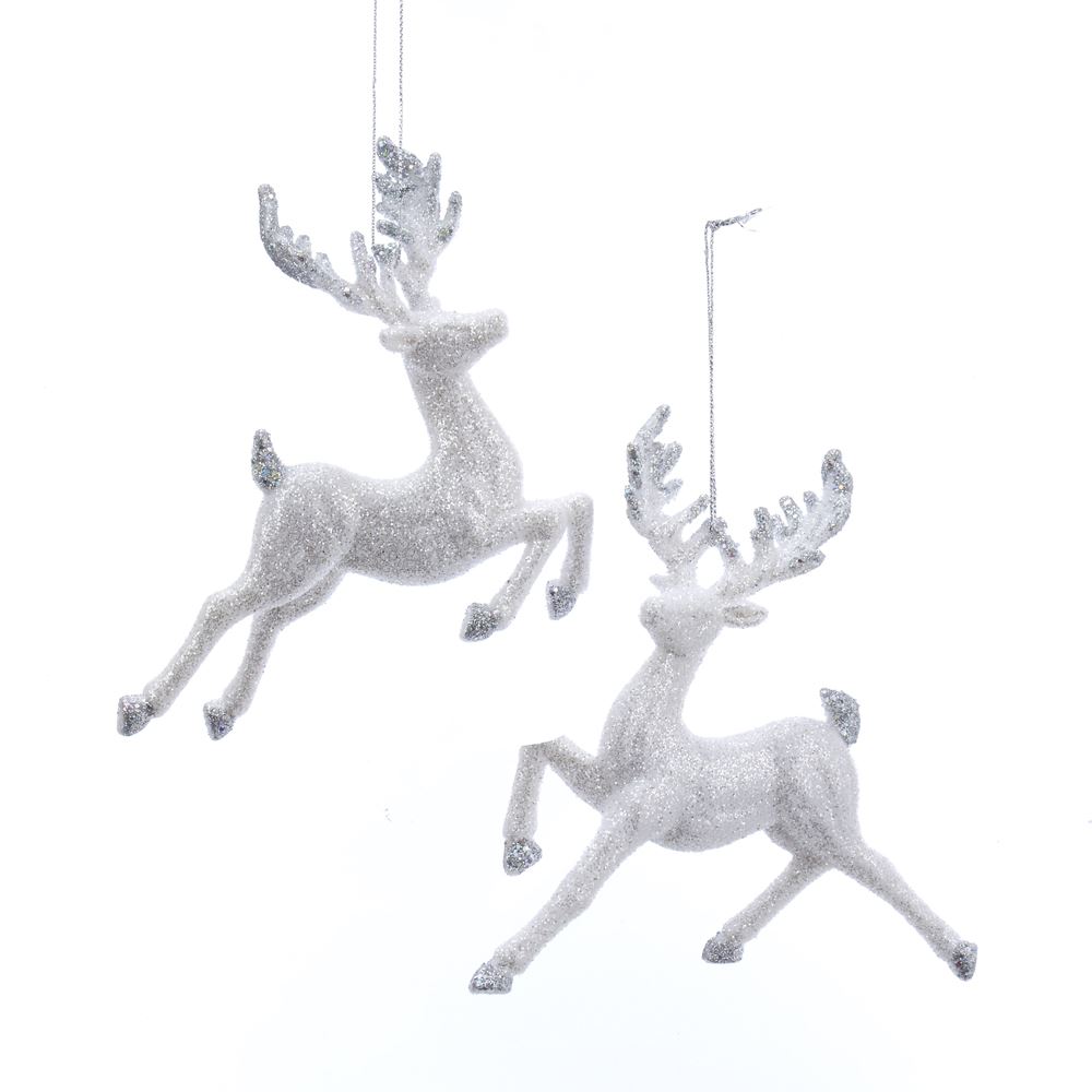 Kurt s adler White/Silver Glitter Reindeer 5-6 Inch - 