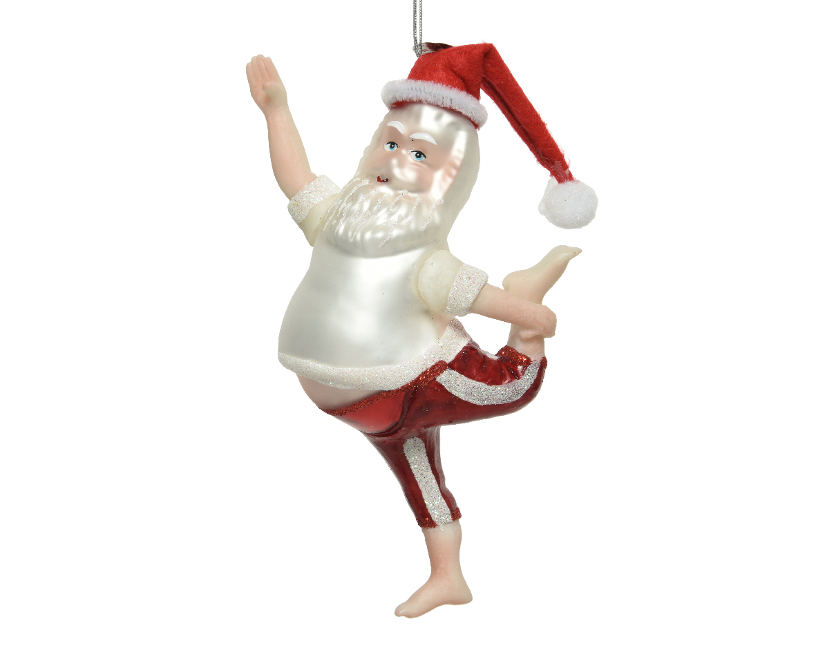 Decoris kerstman glas l8.40b5h16 cm wntrwt kerst - 