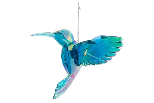 Kurt s adler Ornament pvc kolibri h7 cm glitter/blauw - 