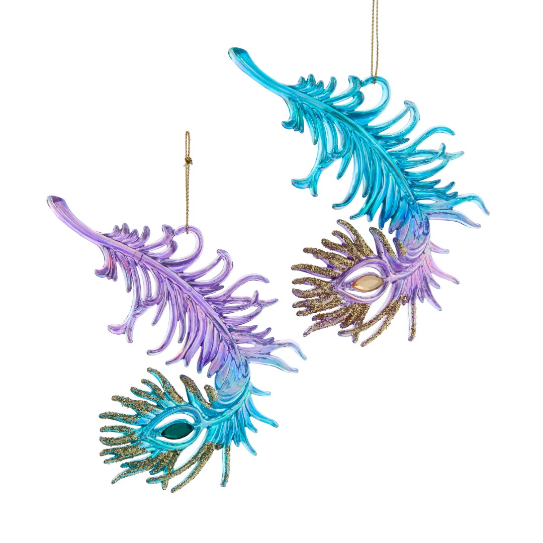 Kurt s adler Ornament plastic pauwkleurige veer l14cm - 