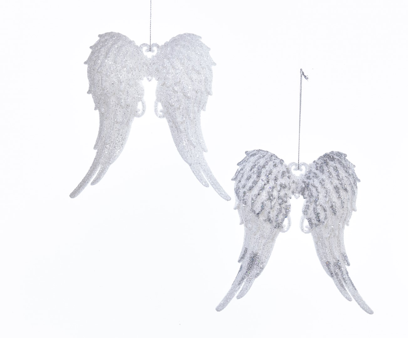 Kurt s adler White With Silver Glitter Angel Wings 5.7 Inch - 