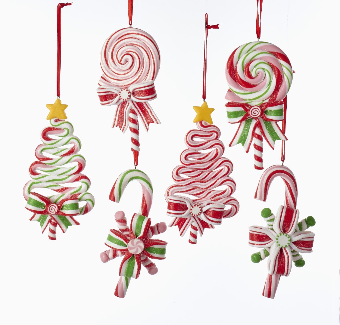 Kurt s adler Claydough candy cane, tree & lollipop orns assorted. - 
