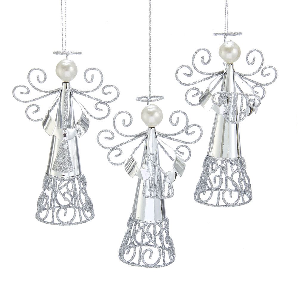 Kurt s adler Silver Angel With Pearl Head 4.5 Inch - 