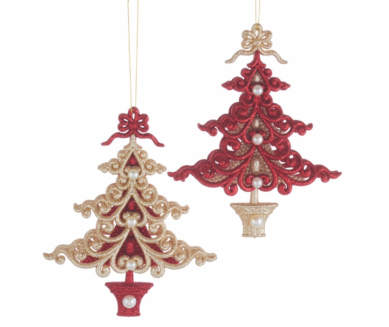 Kurt s adler Acrylic ruby red & platinum christmas tree ornament assorted - 