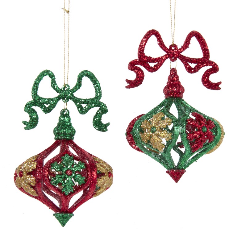 Kurt s adler Orn.plc met strik rood/groen l11cm - 