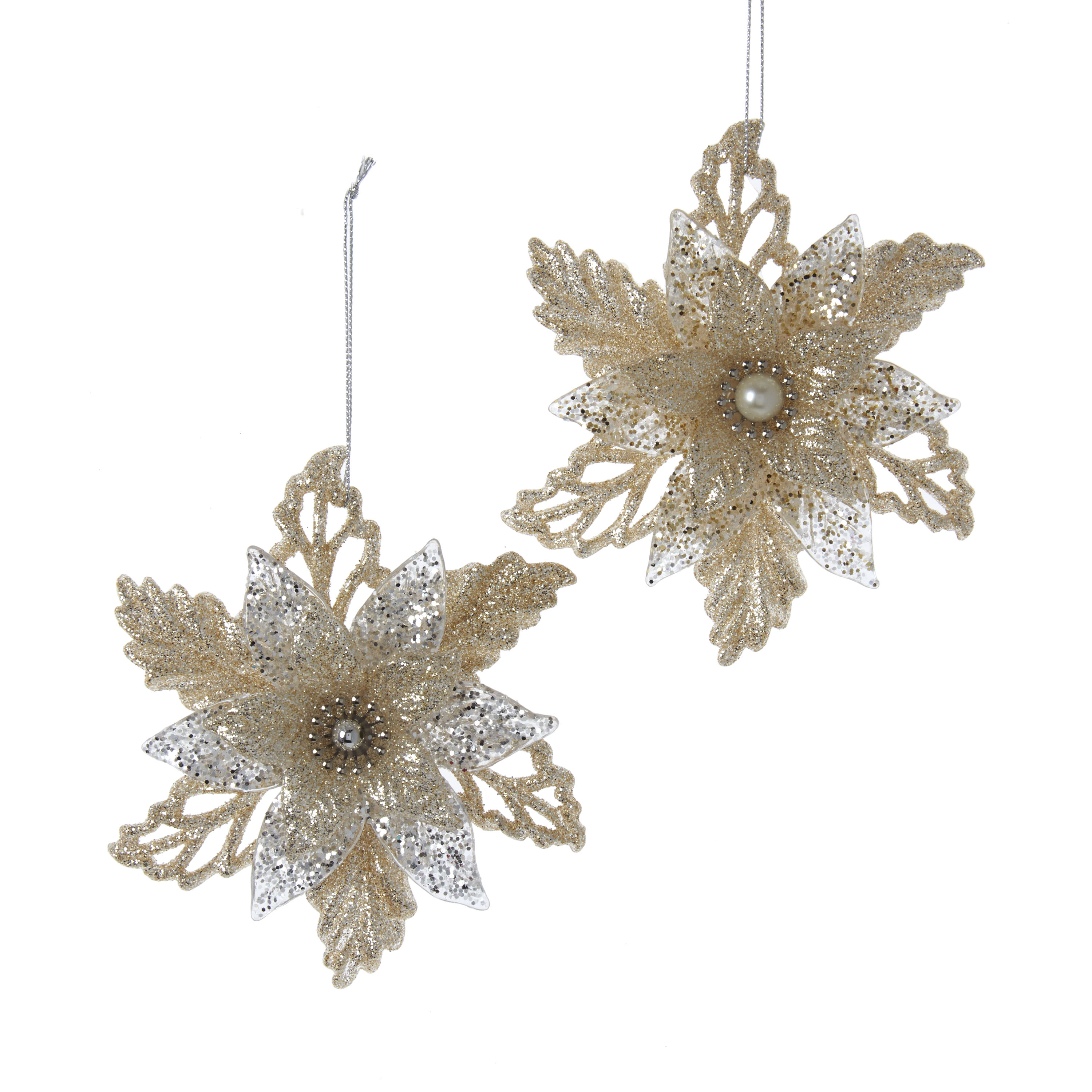Kurt s adler Ornament plastic bloem goud zilver l12cm - 