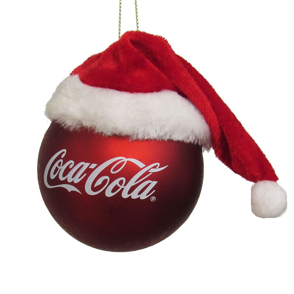 Kurt s adler Coca-Cola Ball With Santa Hat 3.75 Inch - 