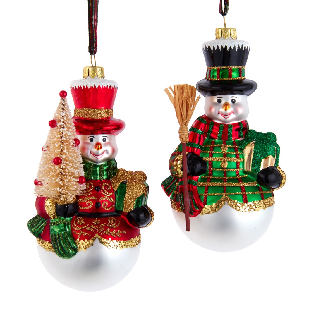 Kurt s adler Ornament glas rood-groen sneeuwman l14cm - 