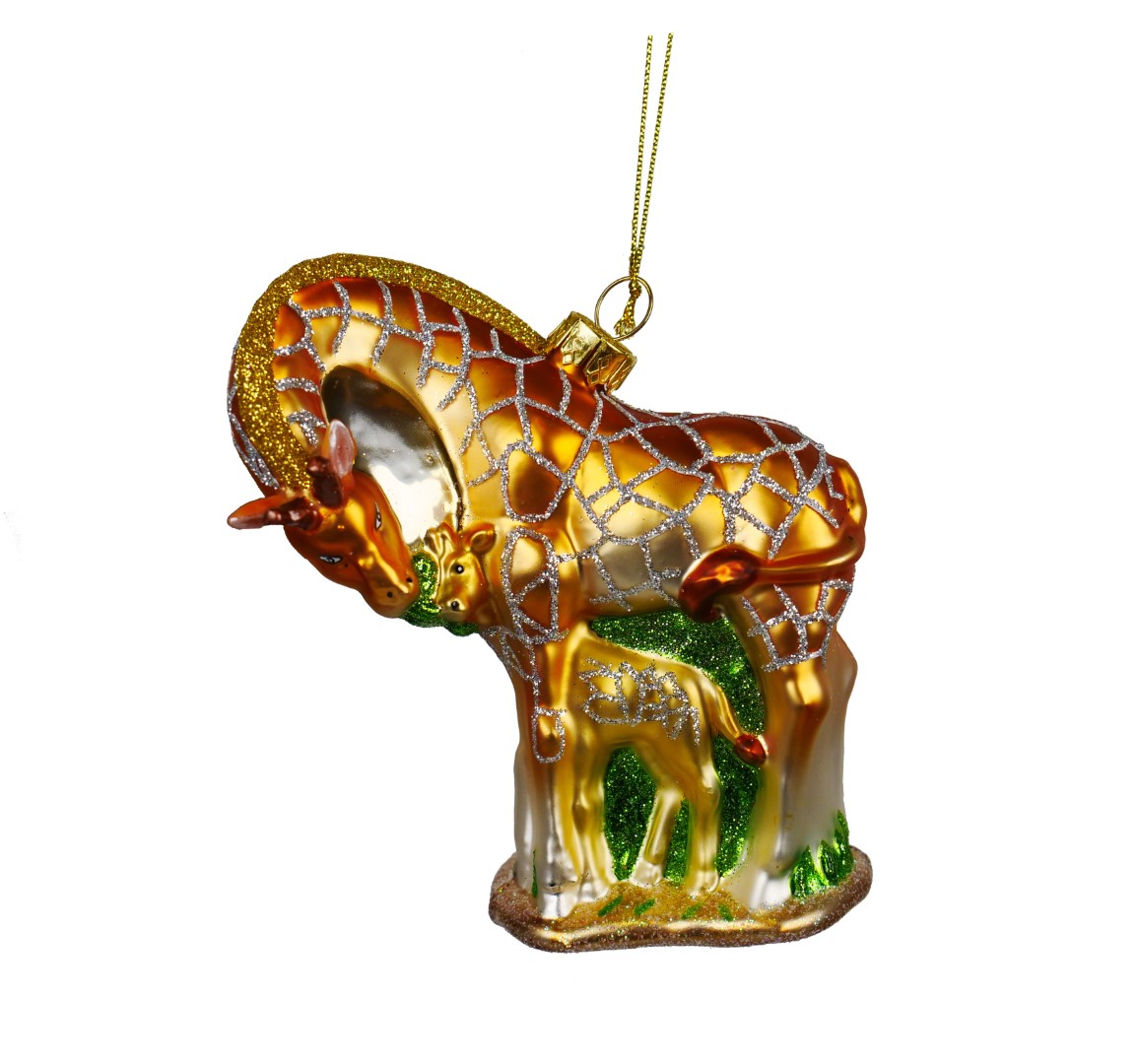 Kurt s adler Ornament glas giraffe met kind l18cm - 