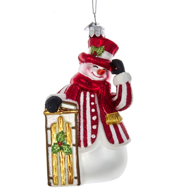 Kurt s adler Orn.glas sneeuwpop+slee l12cm - 