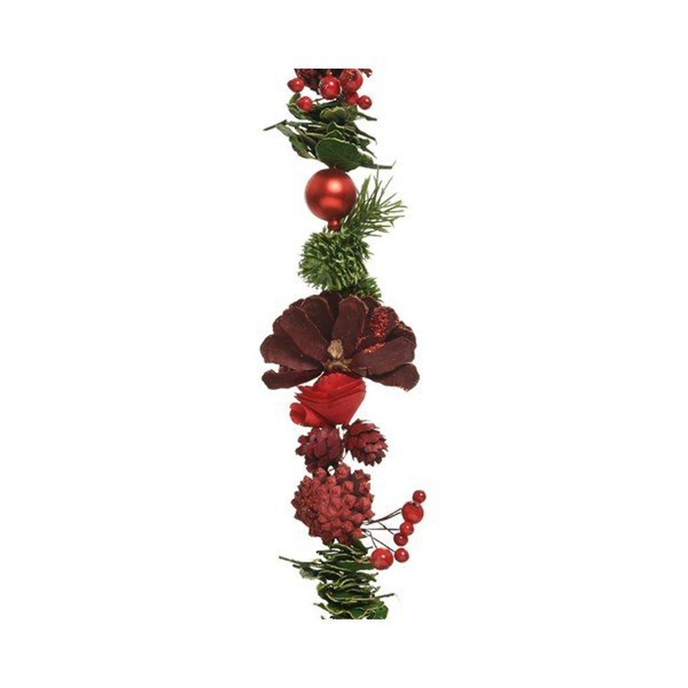 Ksd Guirlande dennenappel bes h150 rood - 