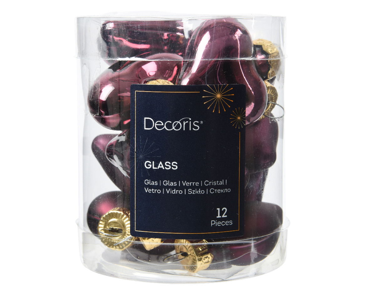 Decoris Hart glas l2b4.5h4 cm d.mv 12st - 
