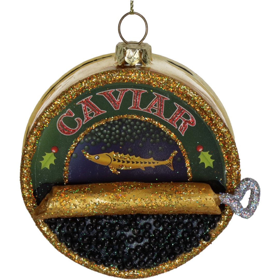 Hd collection Ornament kerstbal kaviaar glas multi 8.9 cm - 