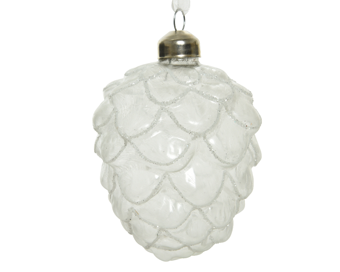 Ksd Orn.dennenappel glas d7h10cm frost - 