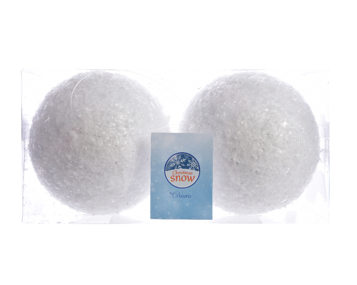 Ksd Snwbal foam d10cm wit glitter 2st - 