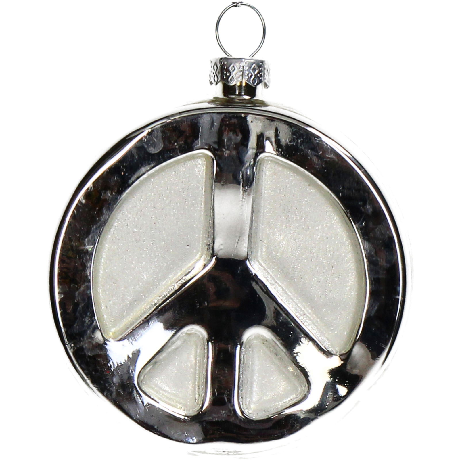 Hd collection Ornament kerstbal Peace Sign Glas Zilver 9.5 cm - 