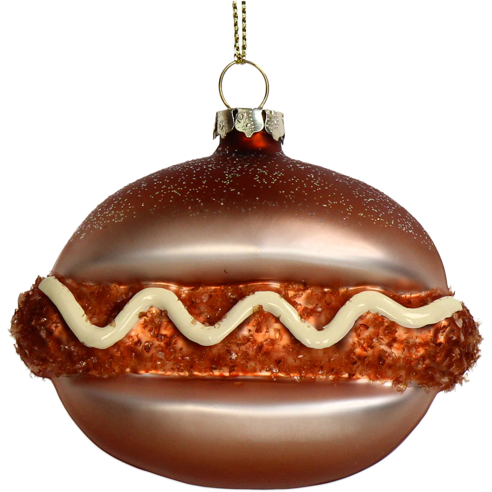Hd collection Ornament kerstbal Kroket Sandwich Glas Bruin 8.5 cm - 