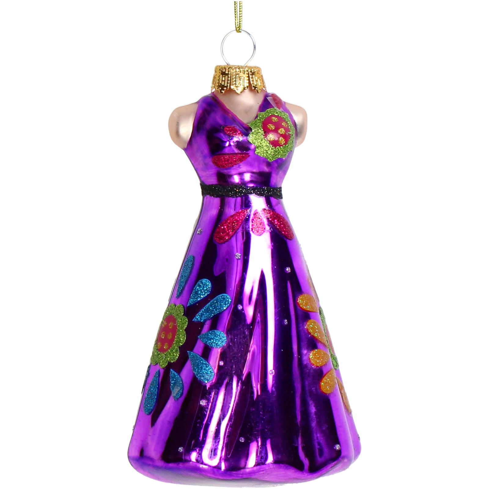 Hd collection Ornament kerstbal Retro Jurk Glas Paars 12.7 cm - 