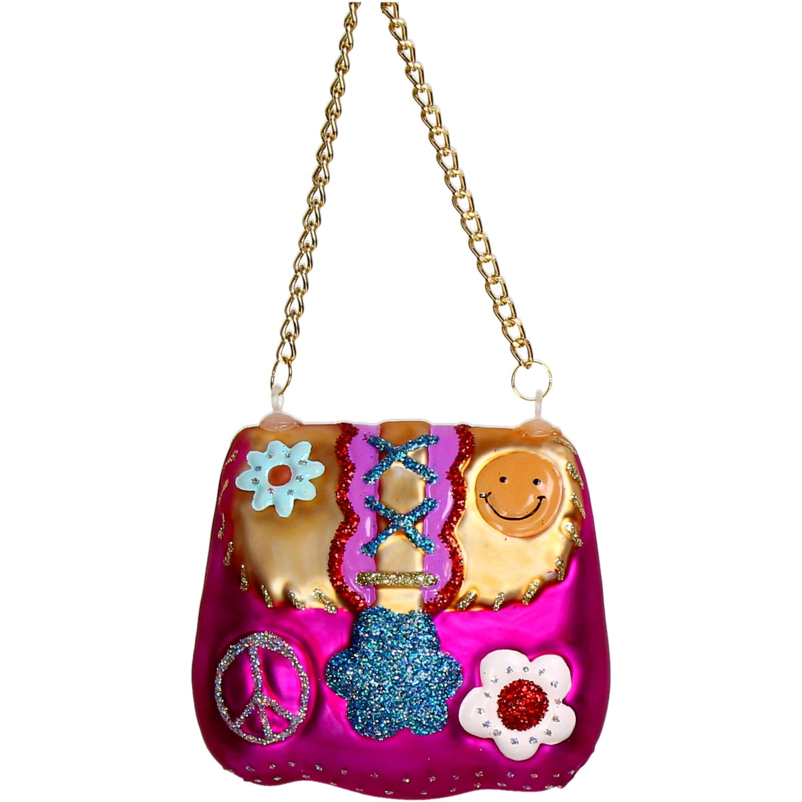 Hd collection Ornament kerstbal Retro Tas Glas Roze 8.2 cm - 