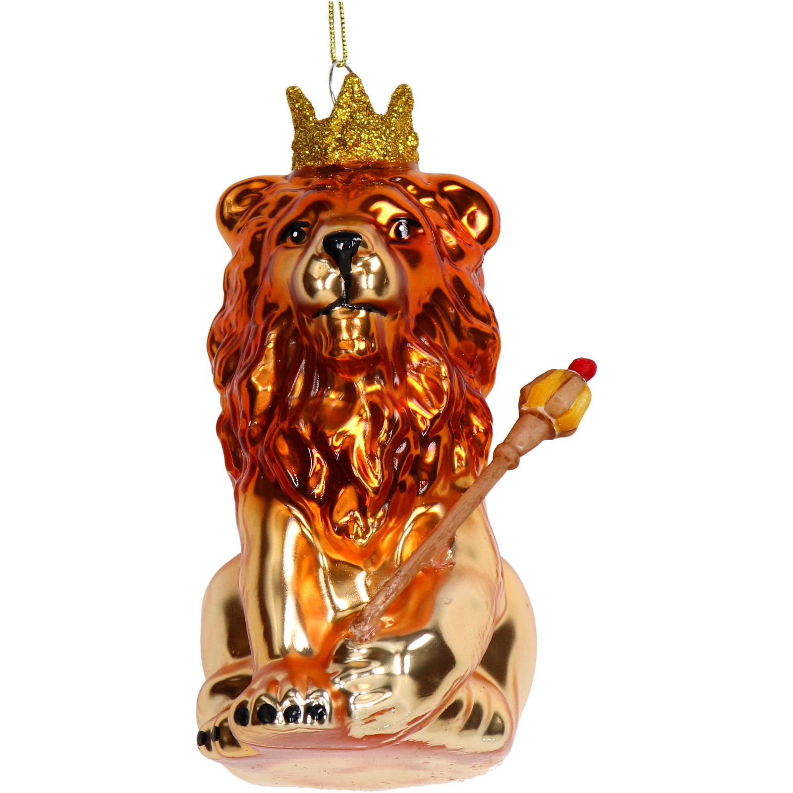 Hd collection Ornament kerstbal Leeuw Glas Goud 11.3 cm - 