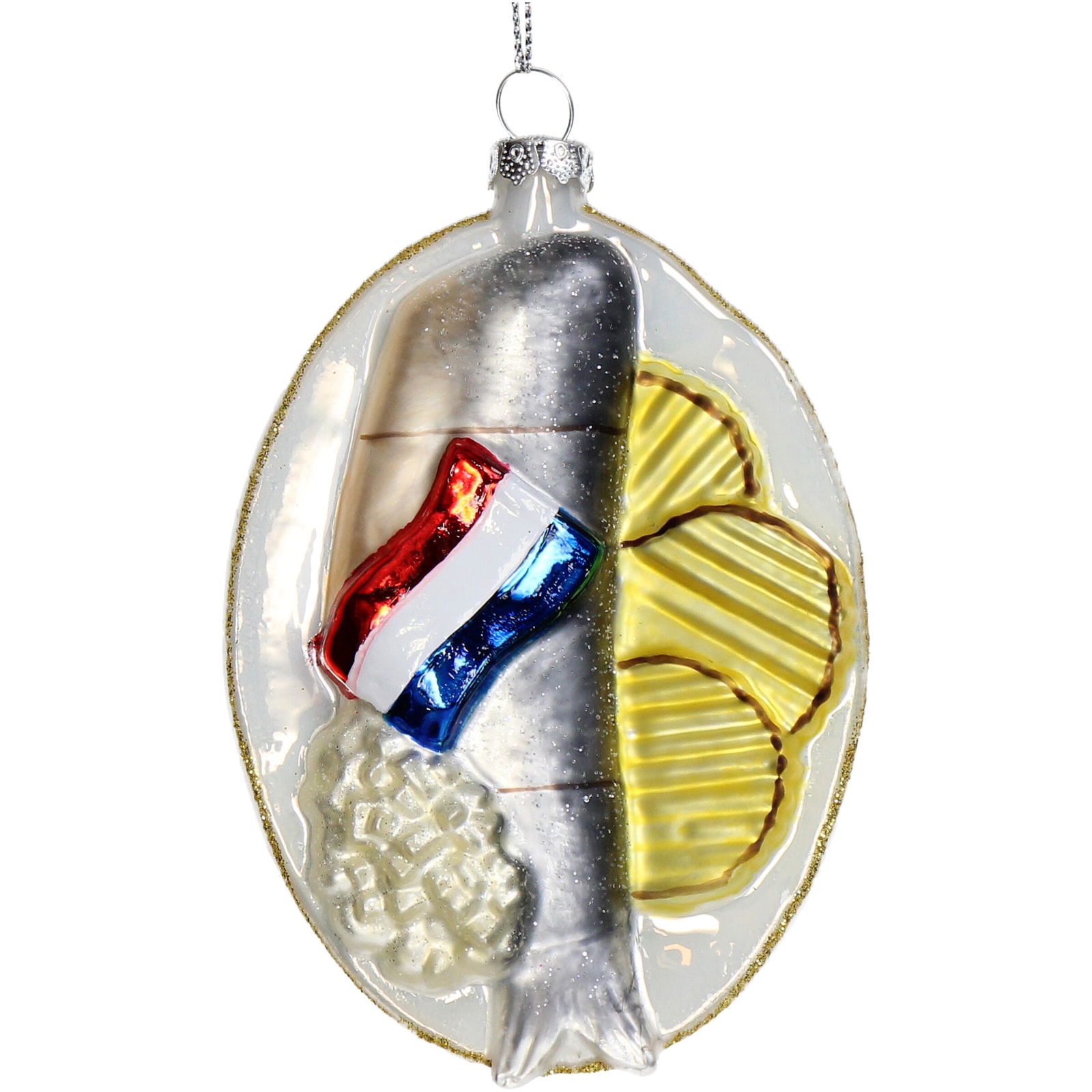 Hd collection Ornament kerstbal Haring Glas Multi 10.9 cm - 