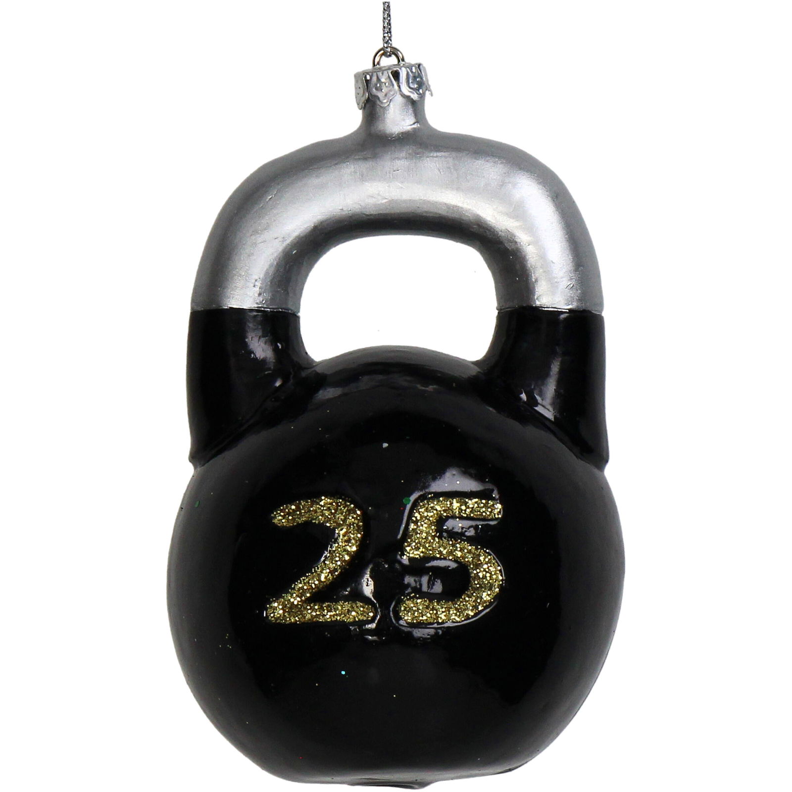 Hd collection Ornament kerstbal Kettlebell Glas Zwart 10.2 cm - 