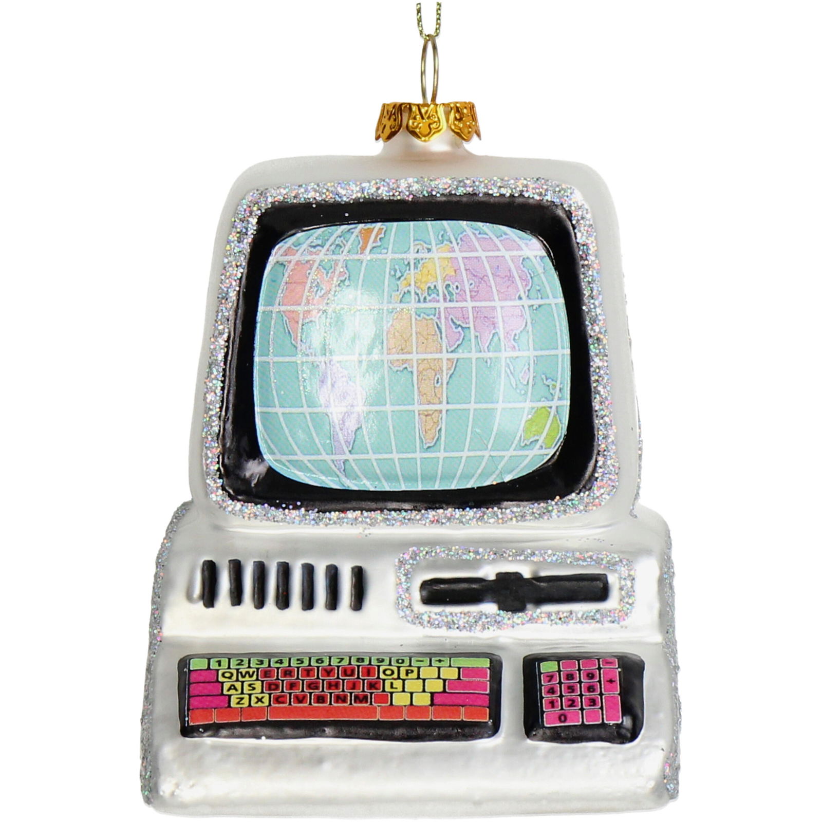 Hd collection Ornament kerstbal Retro Computer Glas Zilver 10.8 cm - 