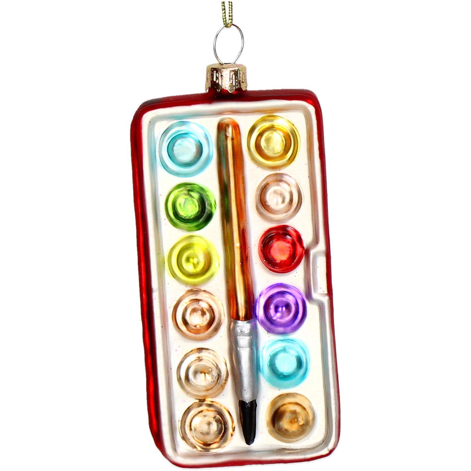 Hd collection Ornament kerstbal schilderspalet glas Multi 10.9 cm - 