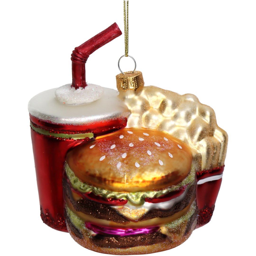 Hd collection Ornament Fast Food Menu Glas Multi 10.7cm - 