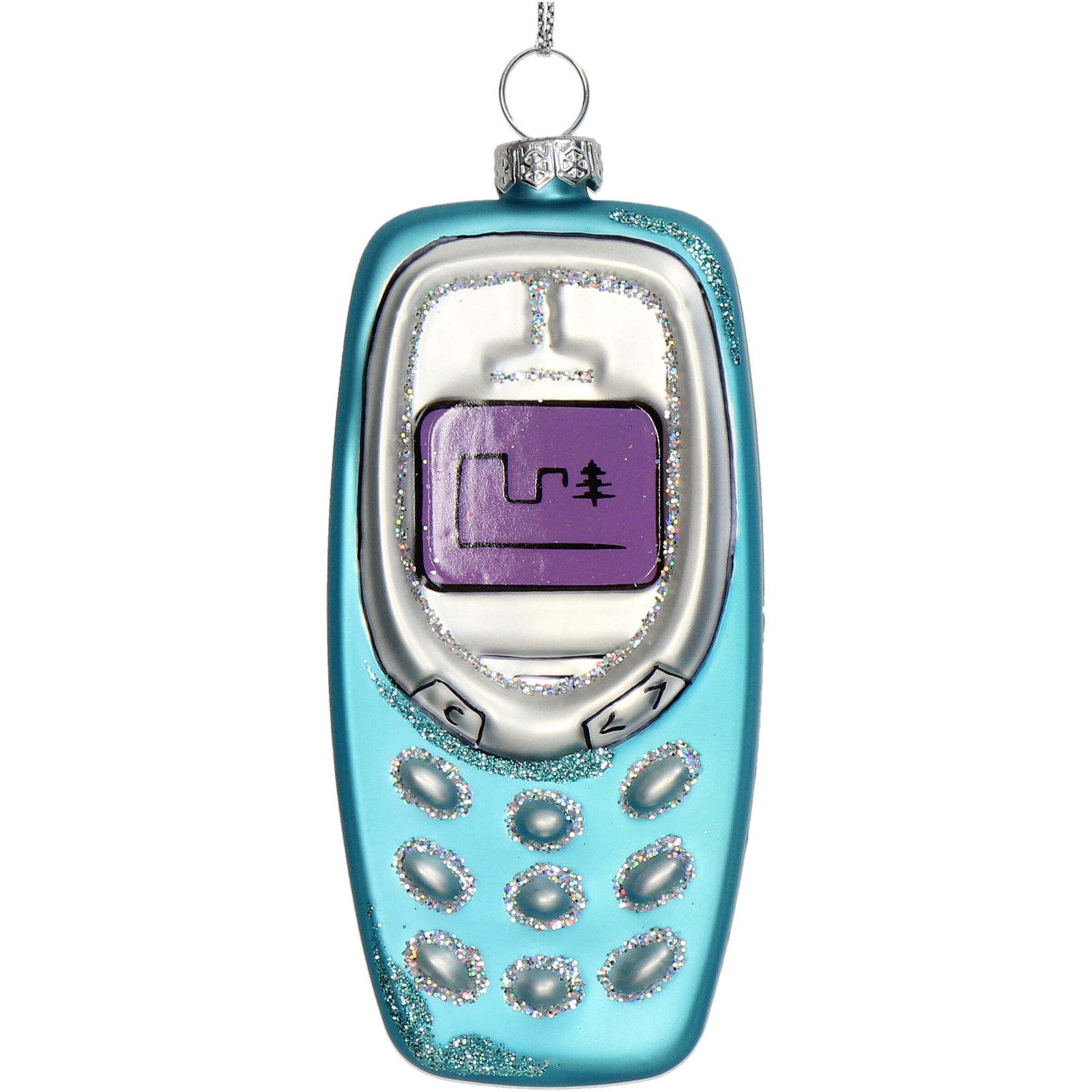Hd collection Ornament kerstbal Mobiele Telefoon Glas Blauw 11.4 cm - 