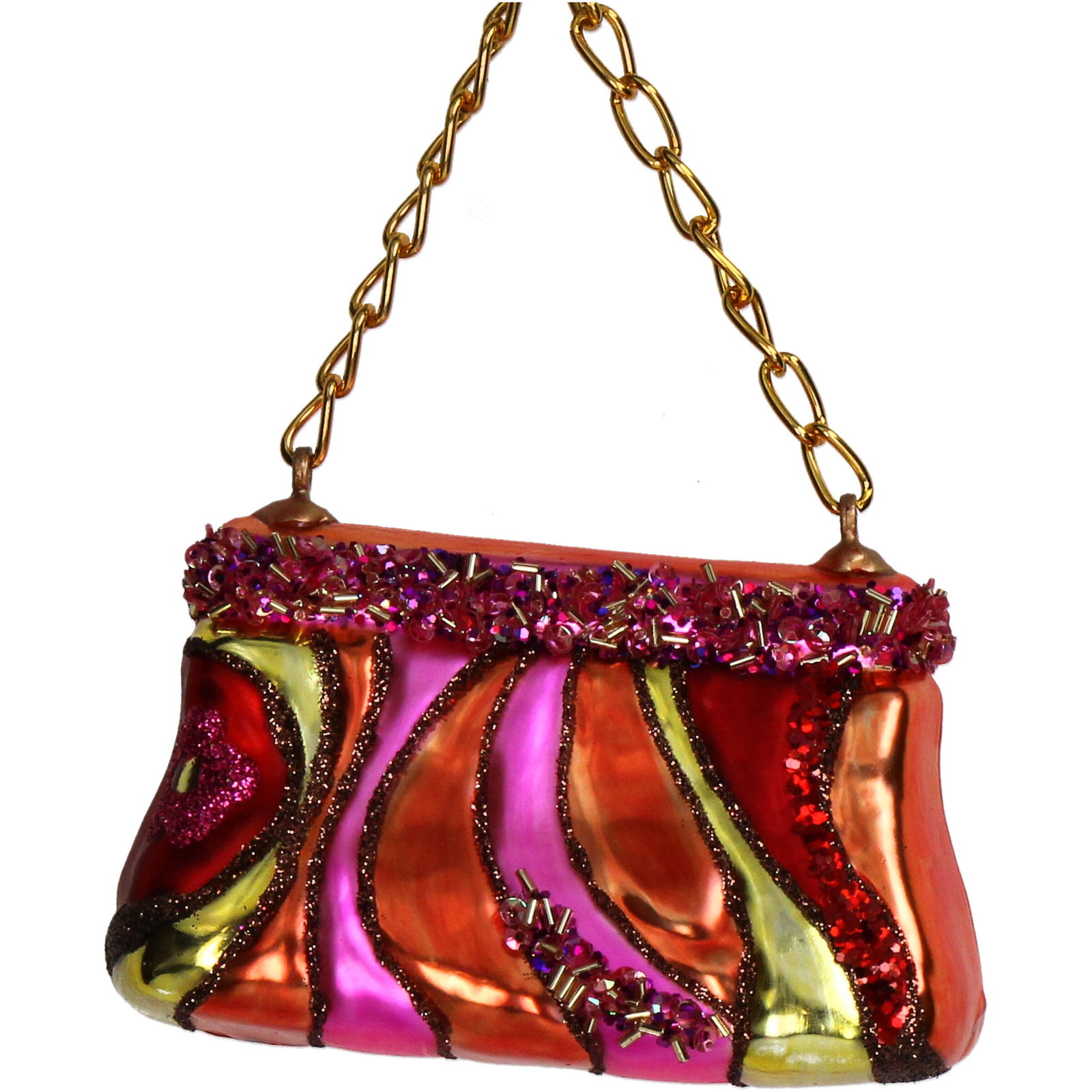 Hd collection Ornament kerstbal Tas Glas Multi 10.2 cm - 