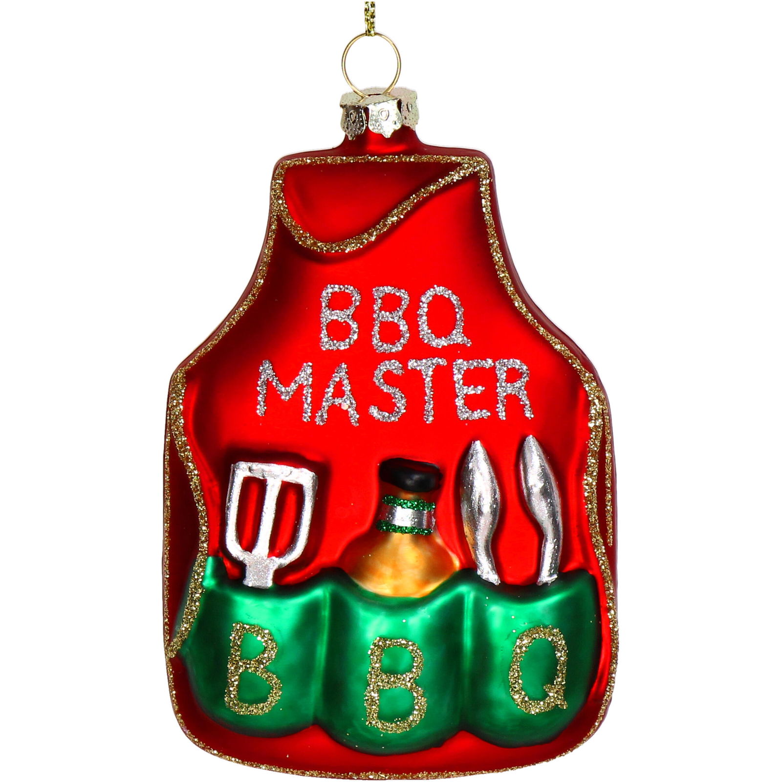 Hd collection Ornament kerstbal Barbecue Schort Glas Rood 10.9 cm - 