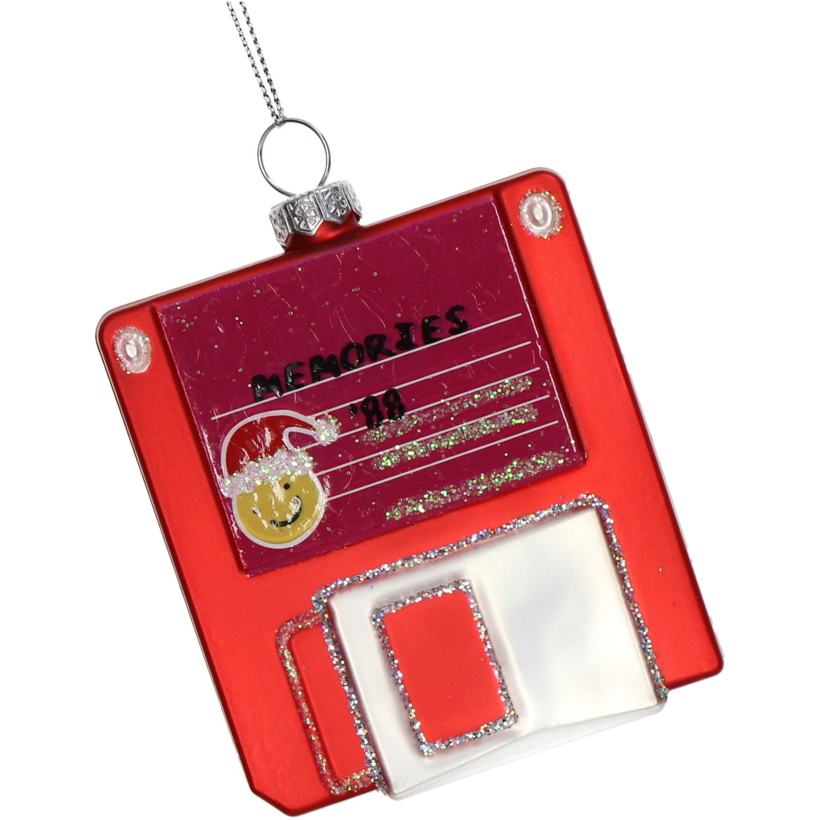 Hd collection Ornament kerstbal Floppy Disk Glas Rood 8.9 cm - 