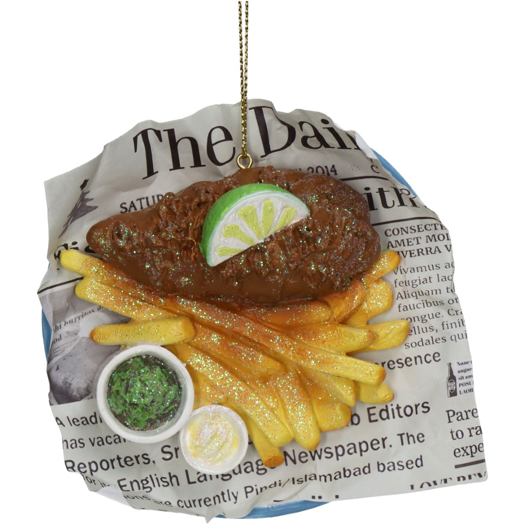 Hd collection Ornament Fish & Chips Polyresin Multi 10.2cm - 