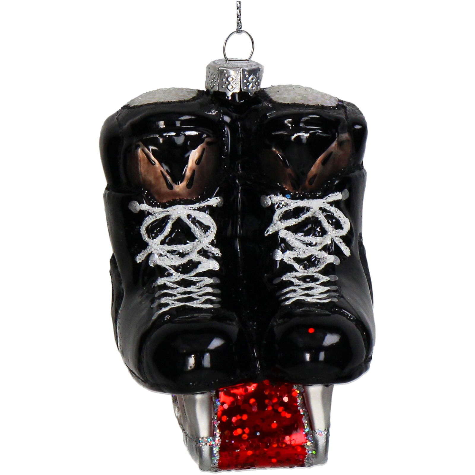 Hd collection Ornament kerstbal Hockeyschaats Glas Zwart 8.9 cm - 