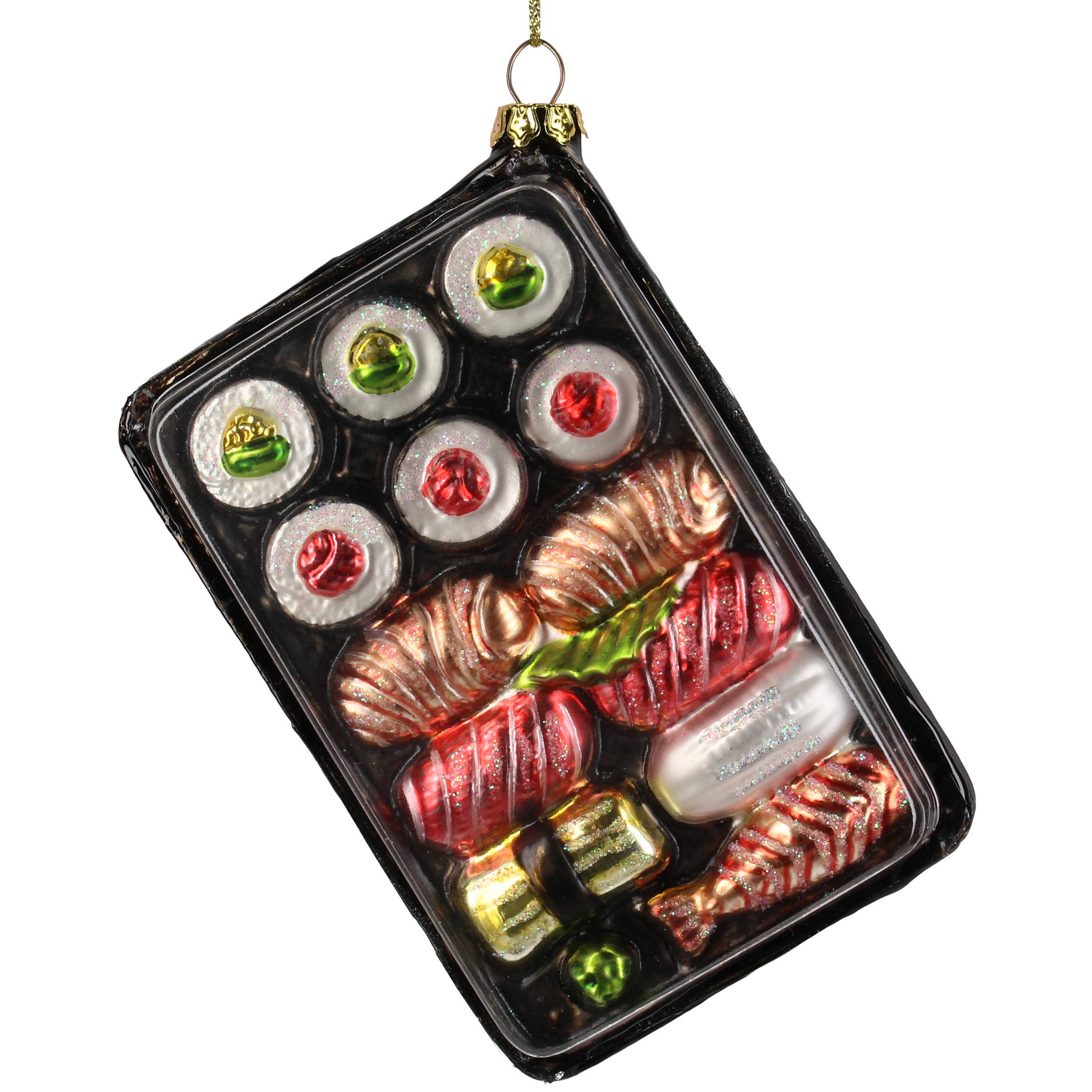 Hd collection Ornament kerstbal sushi doos glas mengsel 12.7 cm - 