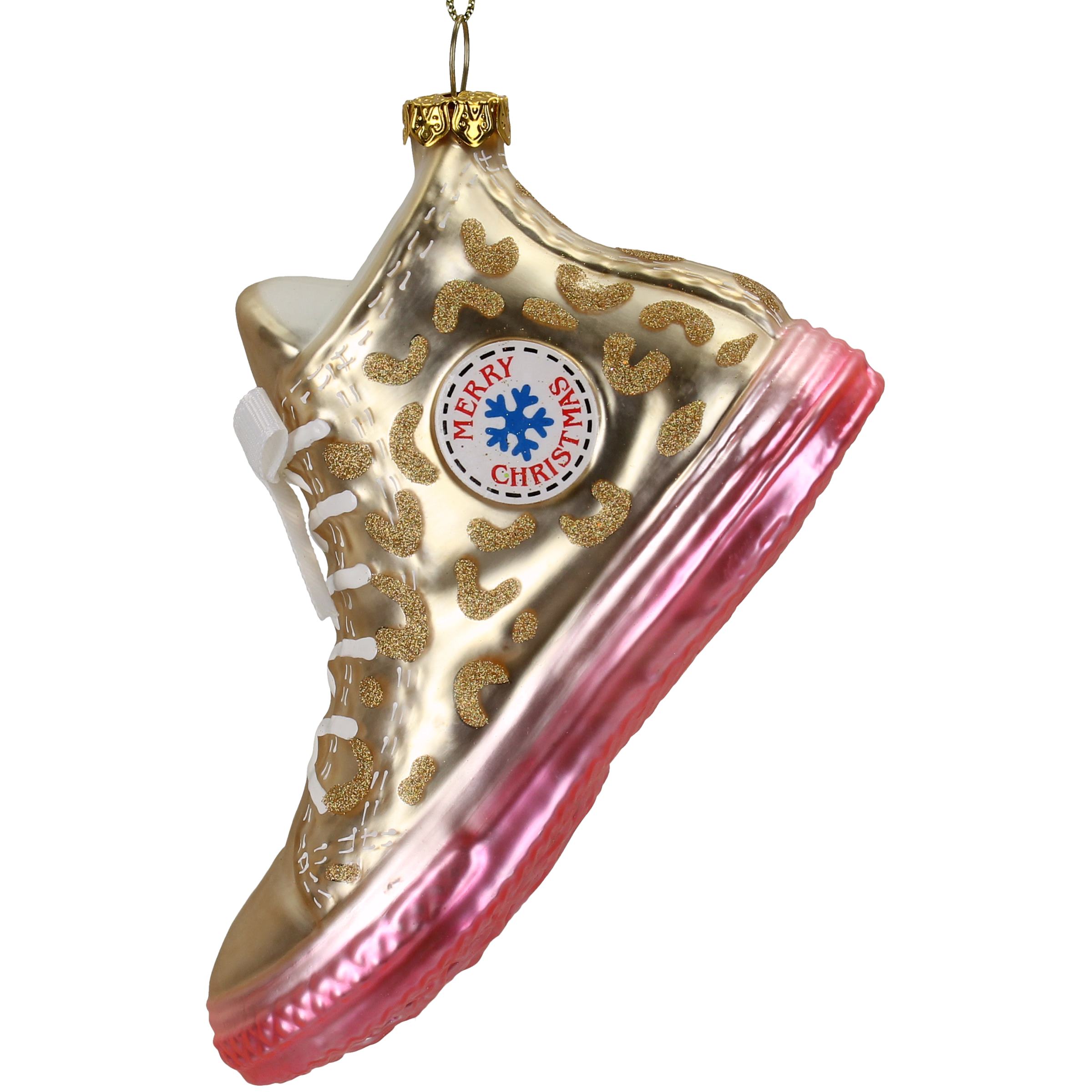 Hd collection Ornament kerstbal sneaker glas goud 12.7 cm - 