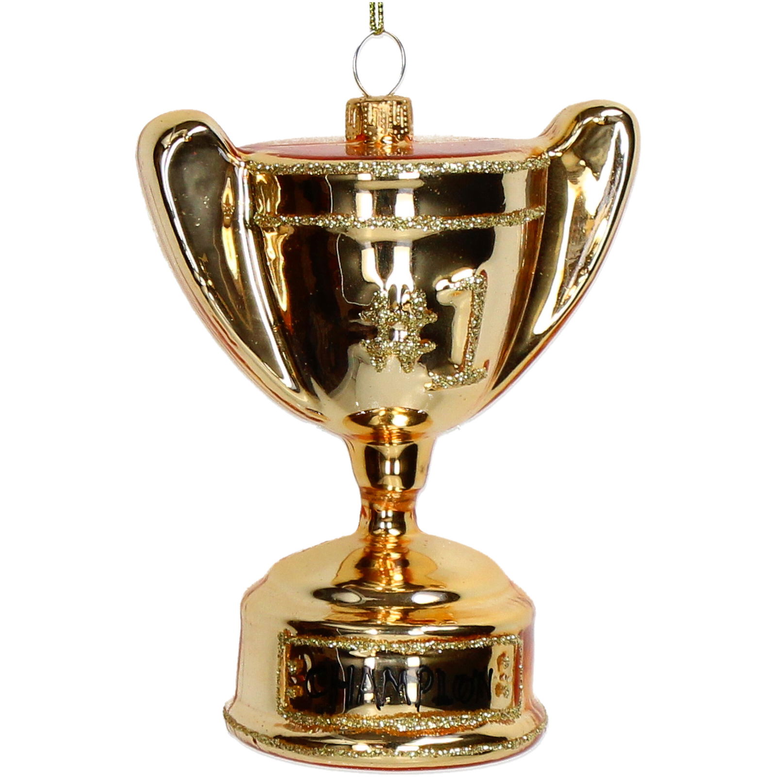 Hd collection Ornament kerstbal Champions Cup Glas Goud 10.4 cm - 