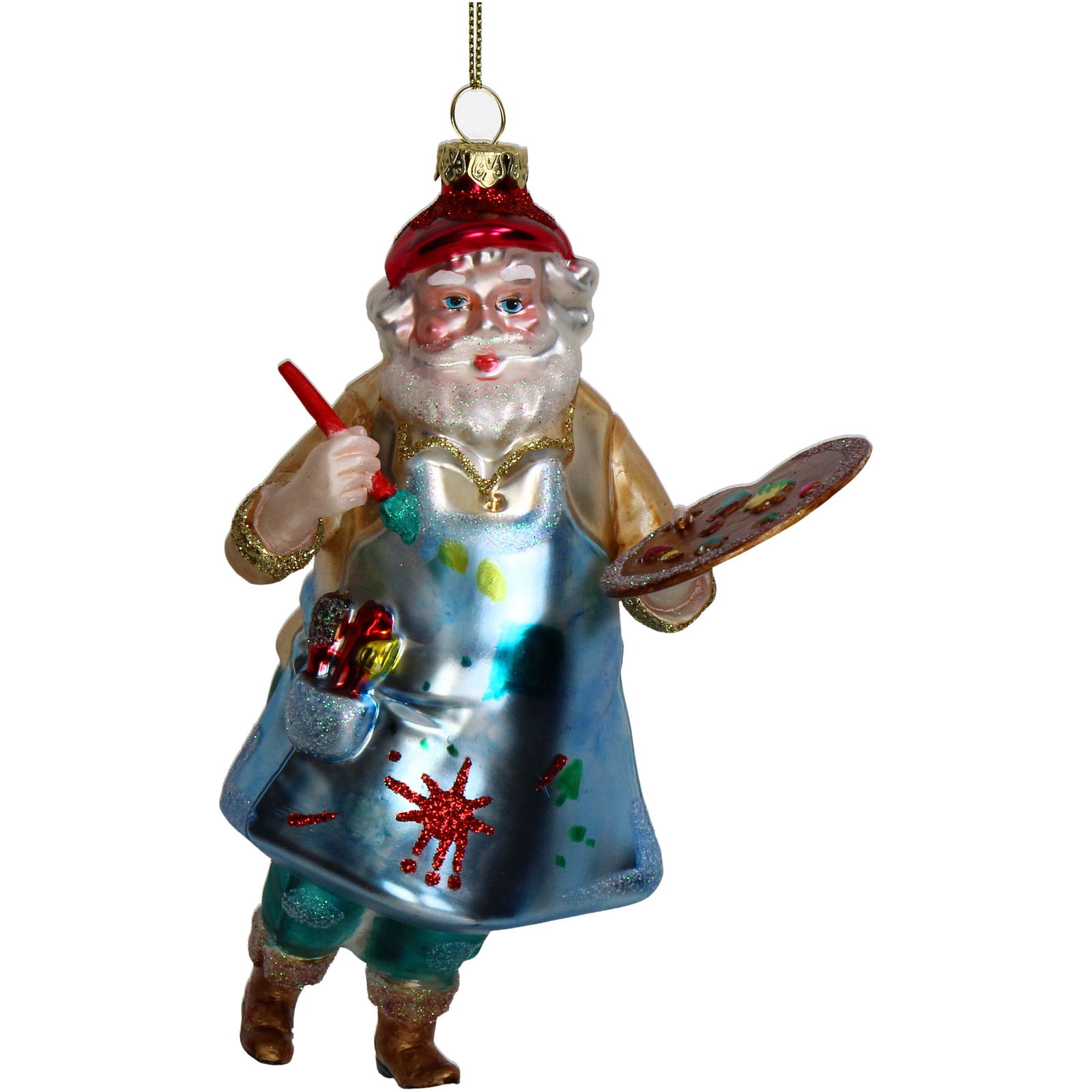 Hd collection Ornament kerstbal Schilder Glas Multi 13.3 cm - 