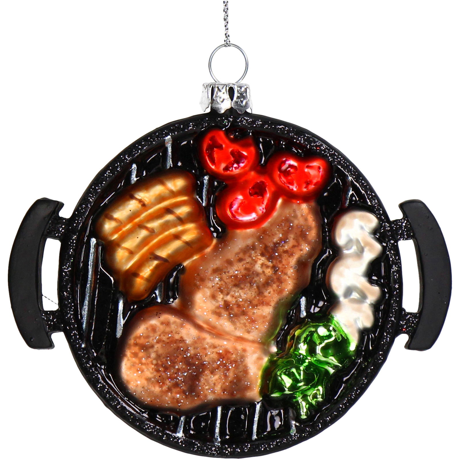 Hd collection Ornament kerstbal Barbecue Glazen Zwart 10.1 cm - 