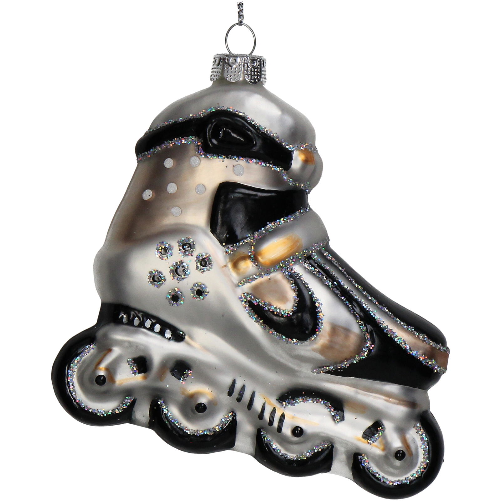Hd collection Ornament kerstbal Rolschaats Glas Wit 11.4 cm - 