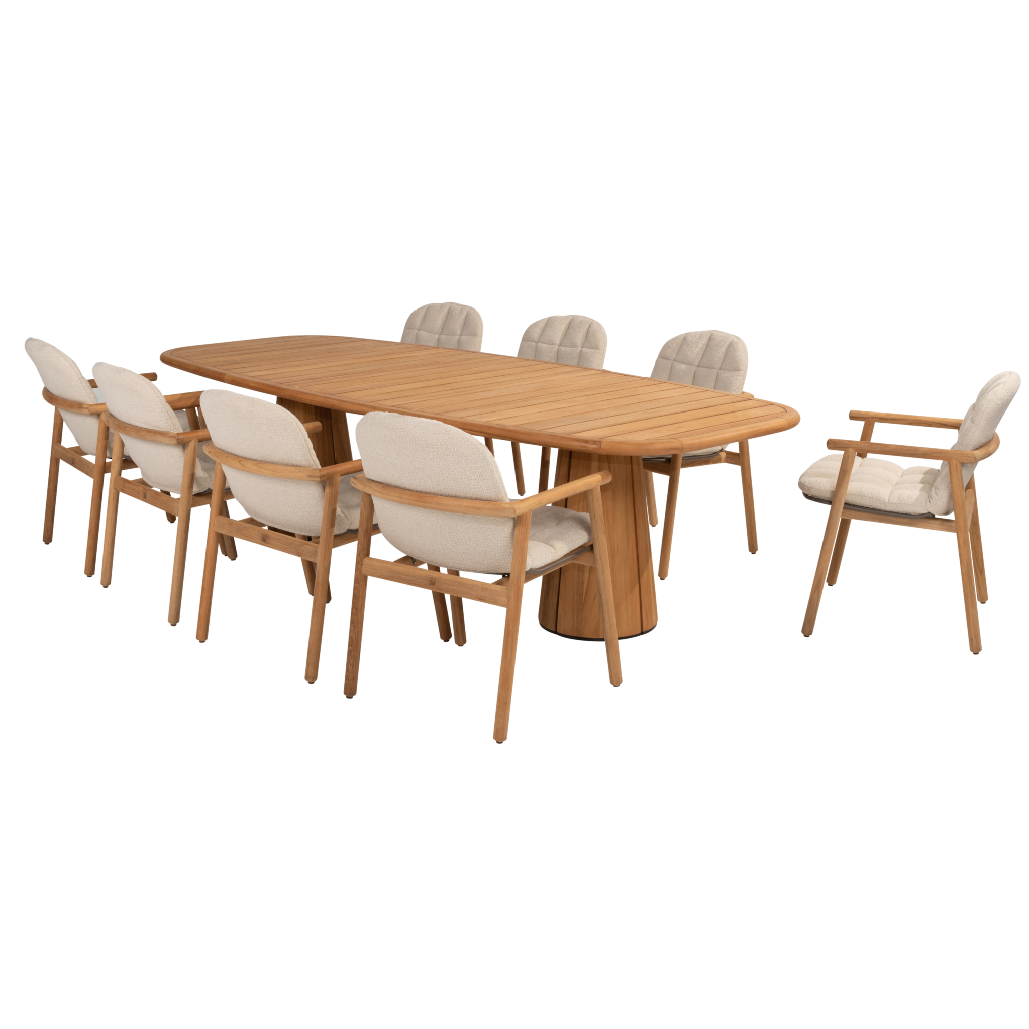 4 Seasons Outdoor Showroommodel Capri Samos barrel dining tuinset 9 delig 280x110xH75 cm 