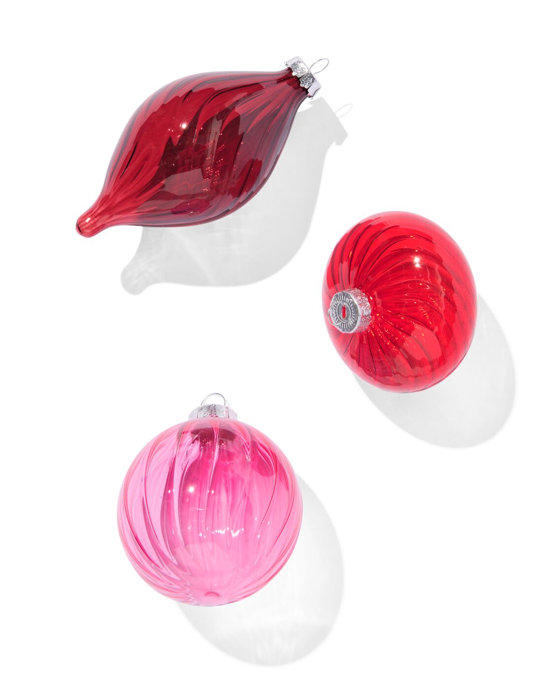 HEMA Kerstballen Set Spiraal Rood - 3 Stuks (rood)