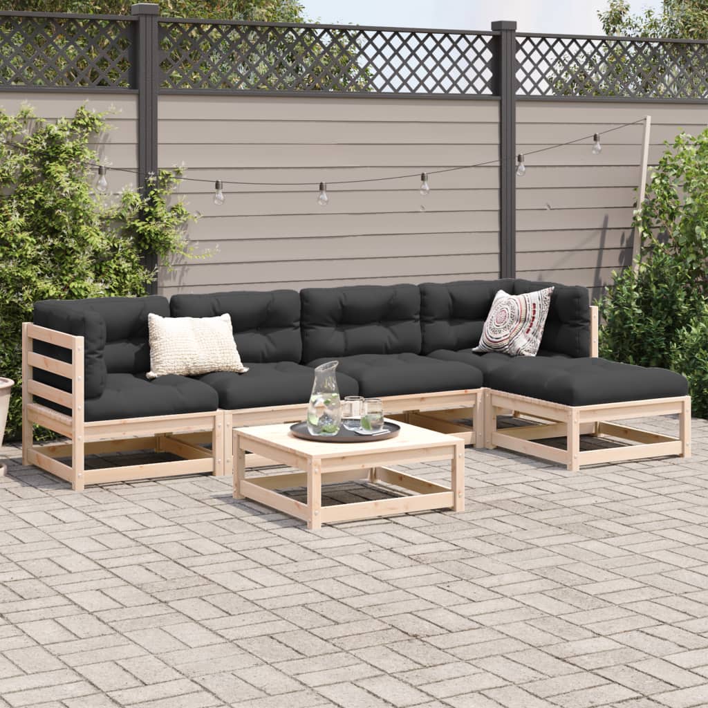 vidaXL 6-delige Loungeset massief grenenhout