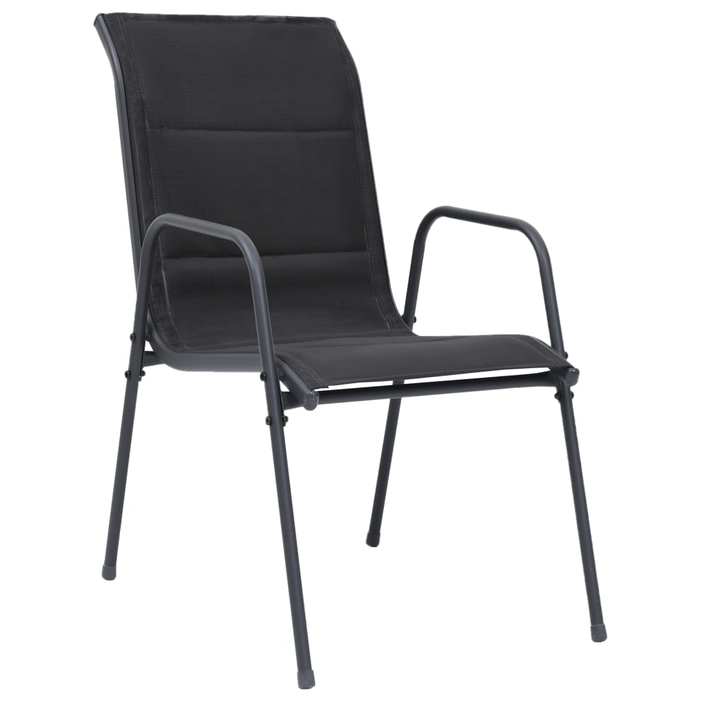 vidaXL Tuinstoelen stapelbaar 2 st staal en textileen zwart