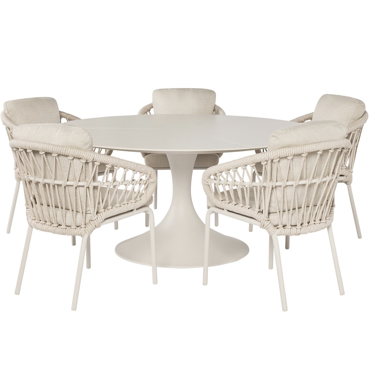 SUNS Tosca Nova dining tuinset 170xH76,5 cm rond 6 delig camel sand latte