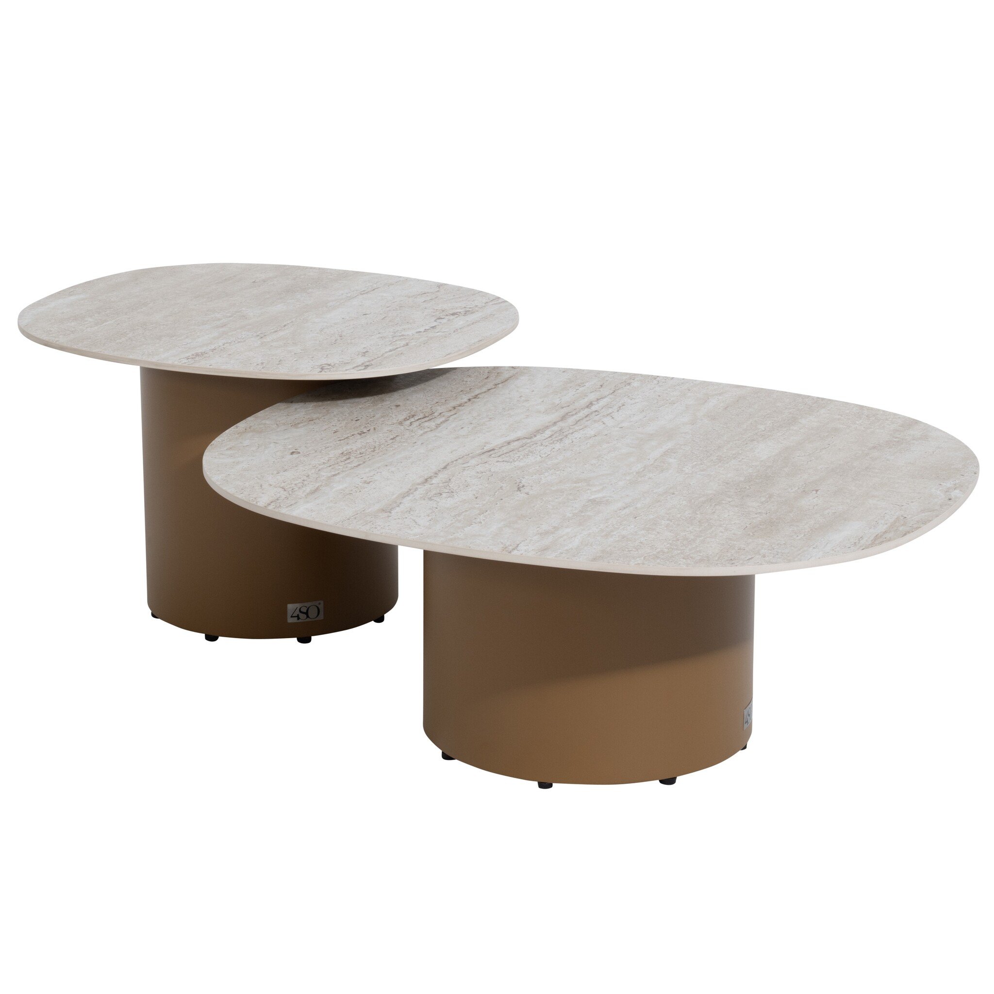 4 Seasons Outdoor Sofie lounge tuintafels set van 2 keramisch blad amber 