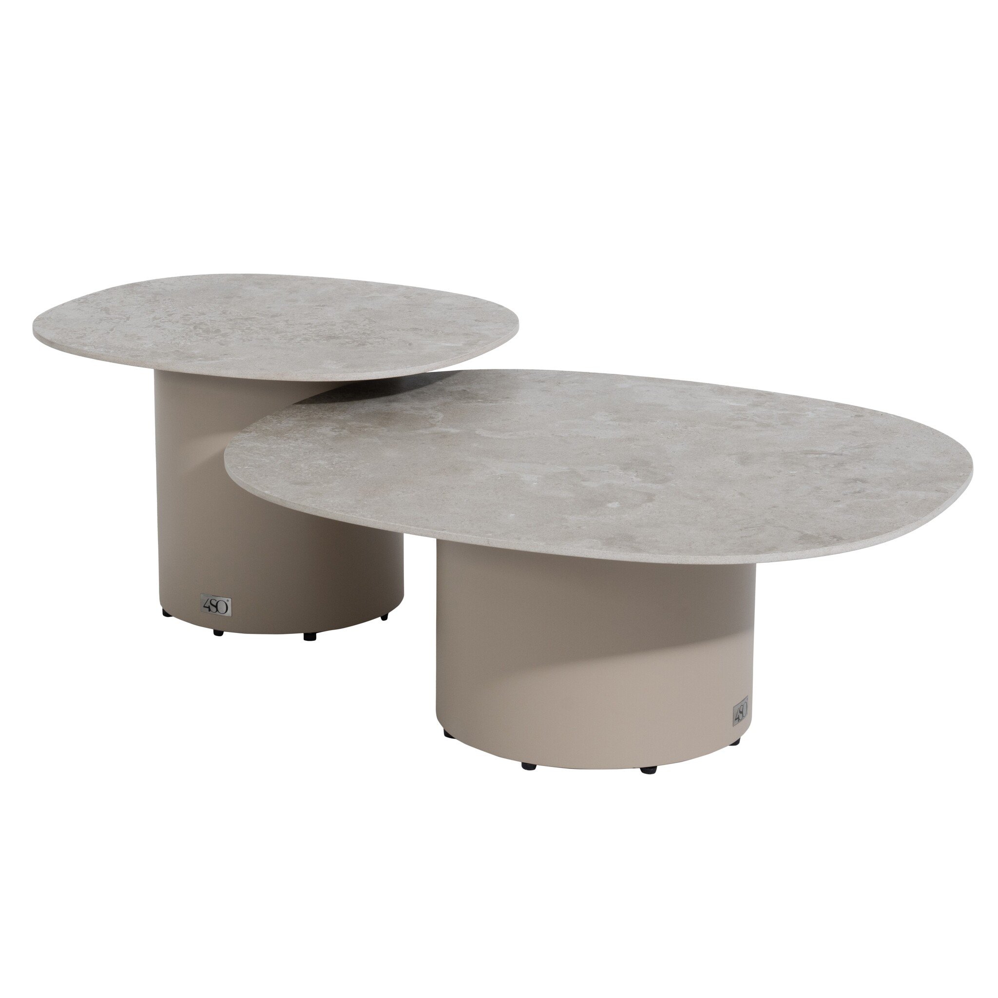 4 Seasons Outdoor Sofie lounge tuintafels set van 2 keramisch blad latte 